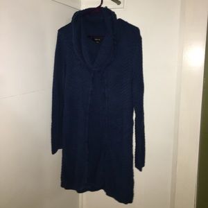 Cozy cowl neck tunic length sweater